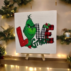 Christmas tiered tray decor….Merry Grinchmas shelf sitter…Love Grinch