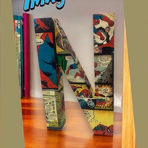 Letras de bloque para estanterías independientes de Spider-Man… Letras de pared para estanterías de superhéroes