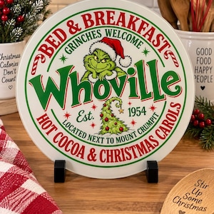 Grinch Whoville Glass Serving/Cutting Board - 9”x 9”