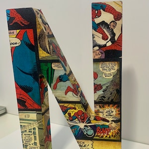 Letras mayúsculas de niñera de estante independiente de Spider-Man… Letras de pared de estante de superhéroe