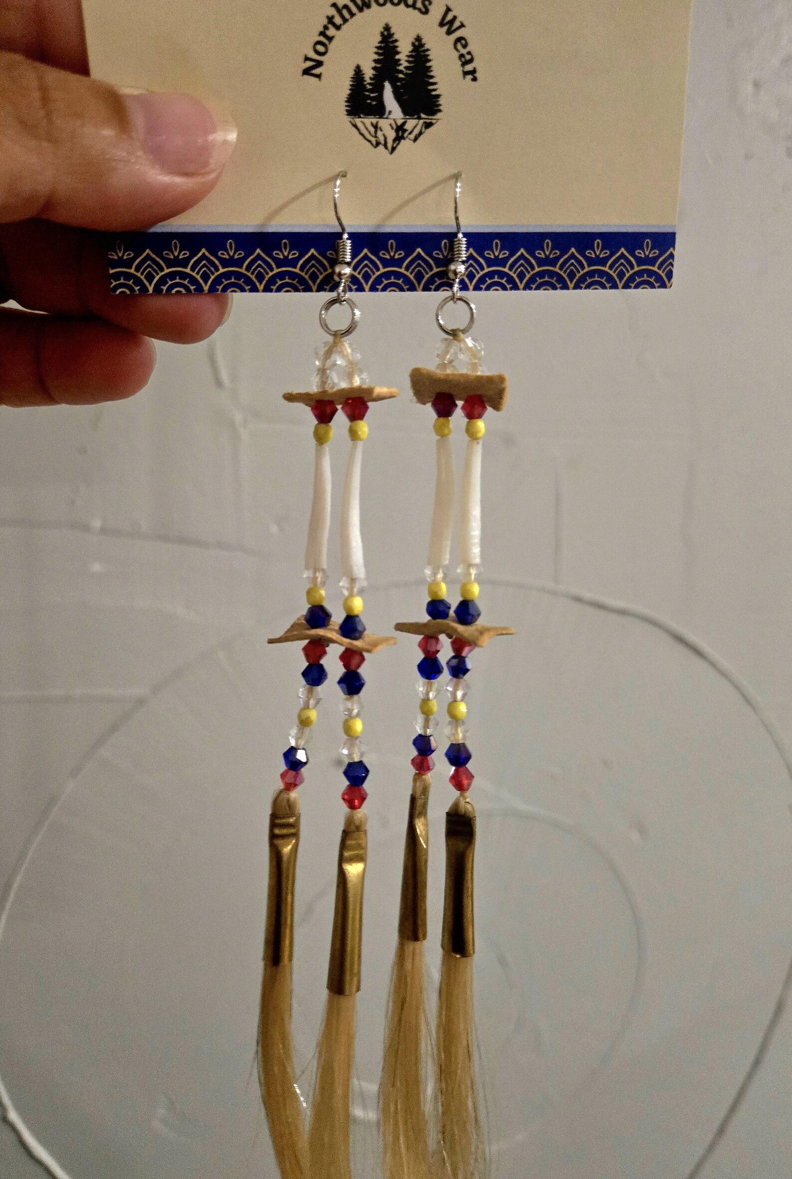 Dentalium Shell Earrings With Horse Hair Authentic Oneida/ojibwe Native ...