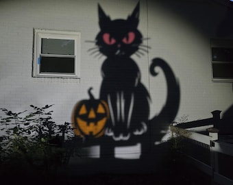 Halloween Yard Decor, Black Cat Decor, Shadow Caster, Scary Cat Lawn Sculpture, Colorful Outdoor Halloween Garden Decoration