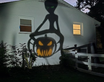 Halloween Yard Decor, Alien Garden Decor, Shadow Caster, Outdoor Halloween Ornament, Colorful Alien Lawn Stake, Festive Fall Decoration