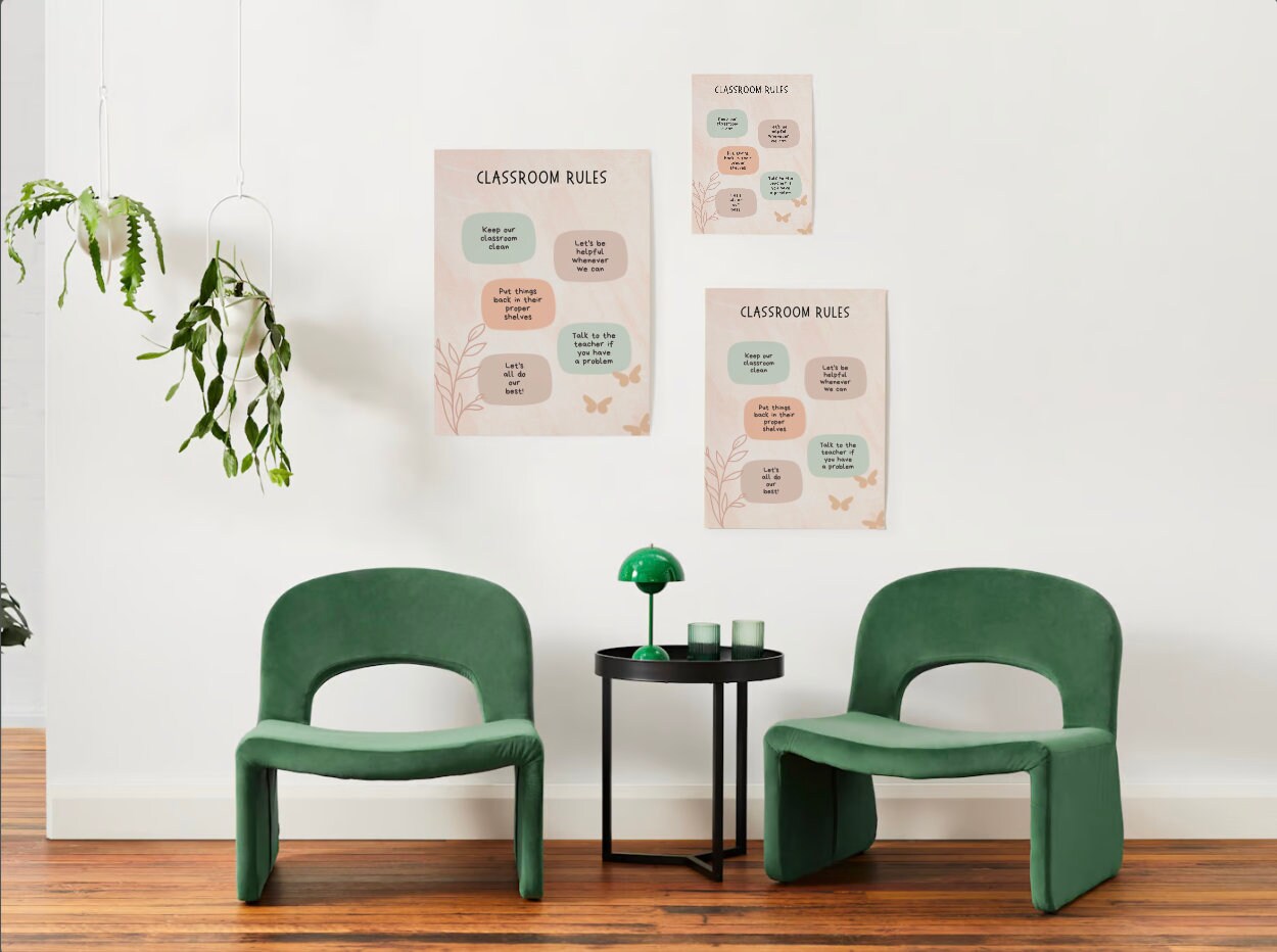Modern Boho Class Rules Poster | Classroom Printable Decor | Minimalist ...