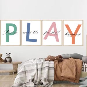 Descargas digitales/Decoración de pared para sala de juegos de niños/Decoración de pared para sala de juegos/Decoración de arte de pared/Arte de pared para sala de juegos de guardería infantil