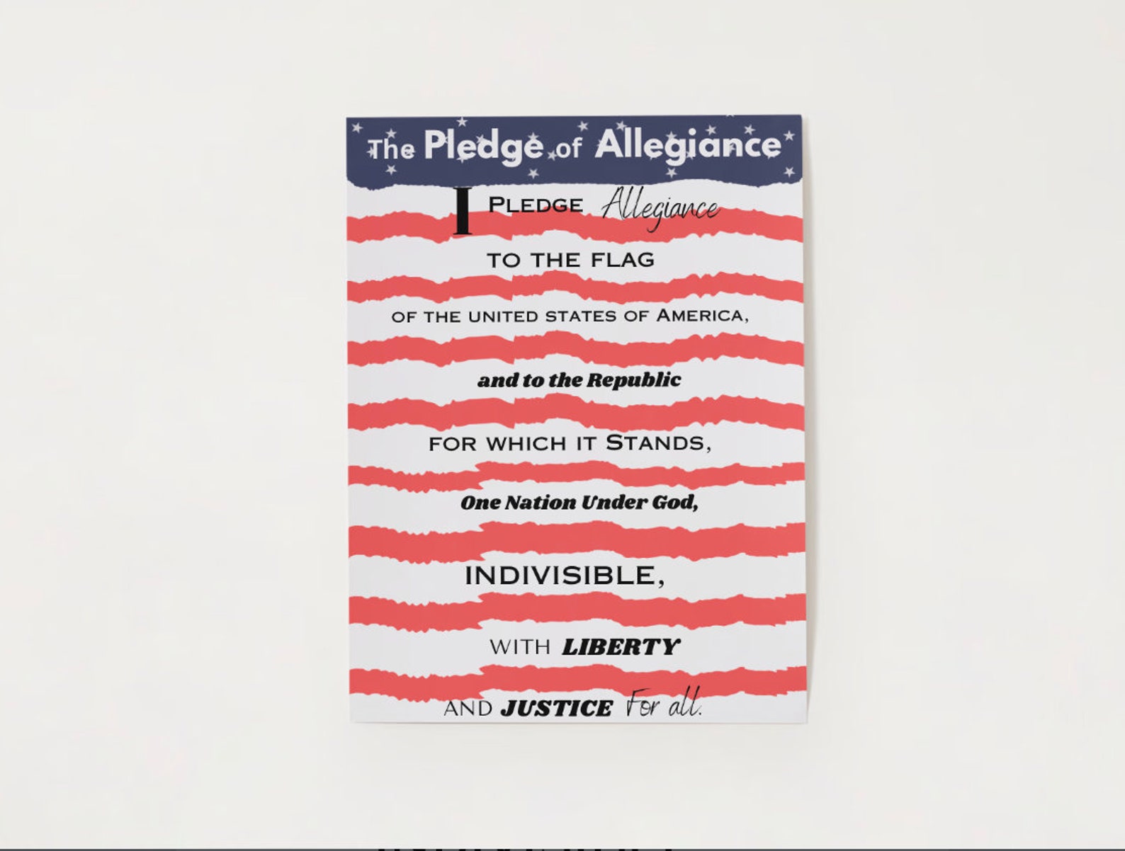 Gd Pledge Pledge of Allegiance Flag Poster | Classroom Wall Decor | Educational ...