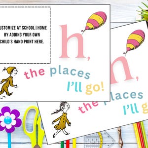 Digitaler Download Oh die Orte, an die du gehen wirst Handabdruck Kunsthandwerk für Kinder|Dr. Seuss Kunsthandwerk für die Schule