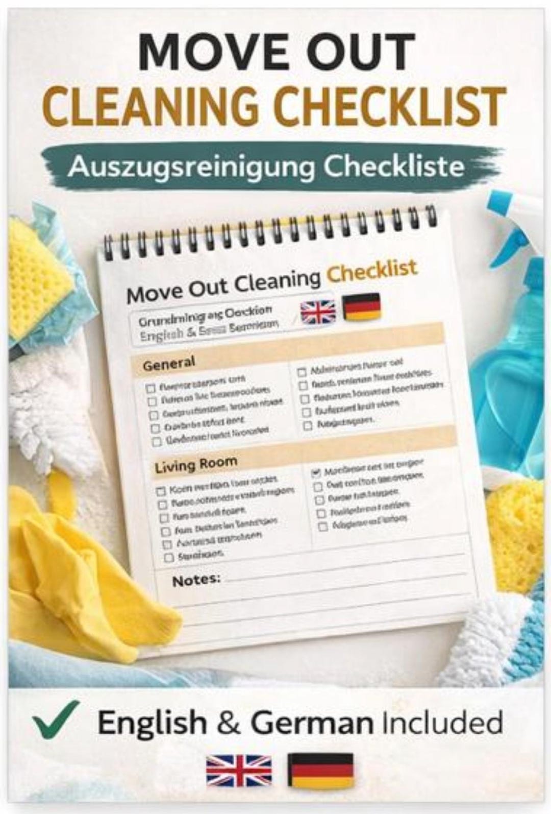 Move Out Cleaning Checklist Printable PDF, End of Tenancy Cleaning List ...