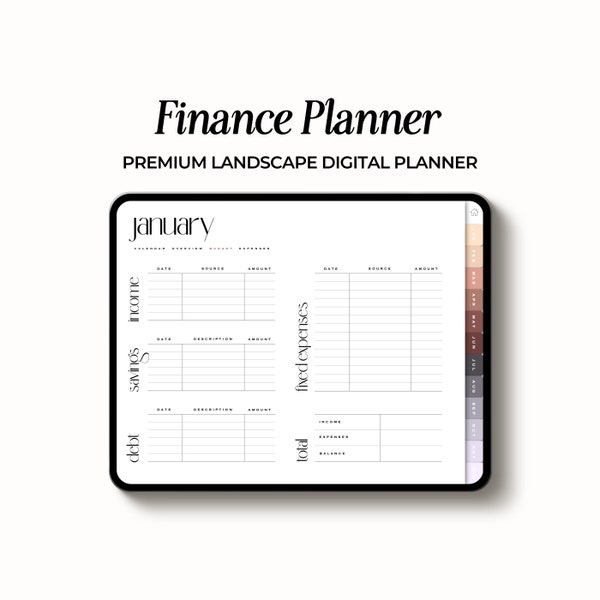 Finance Planner, Budget And Expense Tracker, Financial Journal, Monthly Expenses, Savings Goal, Investment Tracker, Debt Tracker