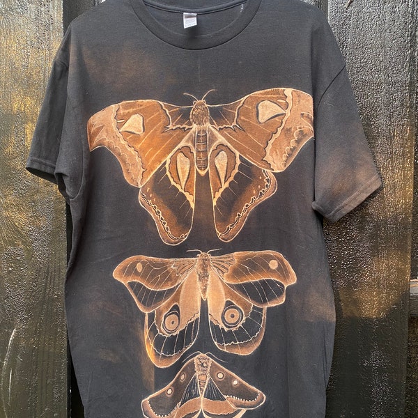 Moth babies hand painted bleach T shirt