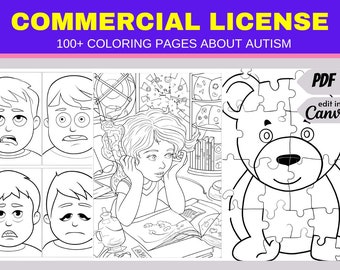About Autism Coloring Pages with Comercial License or Private Use Digital Download Coloring Bundle KDP