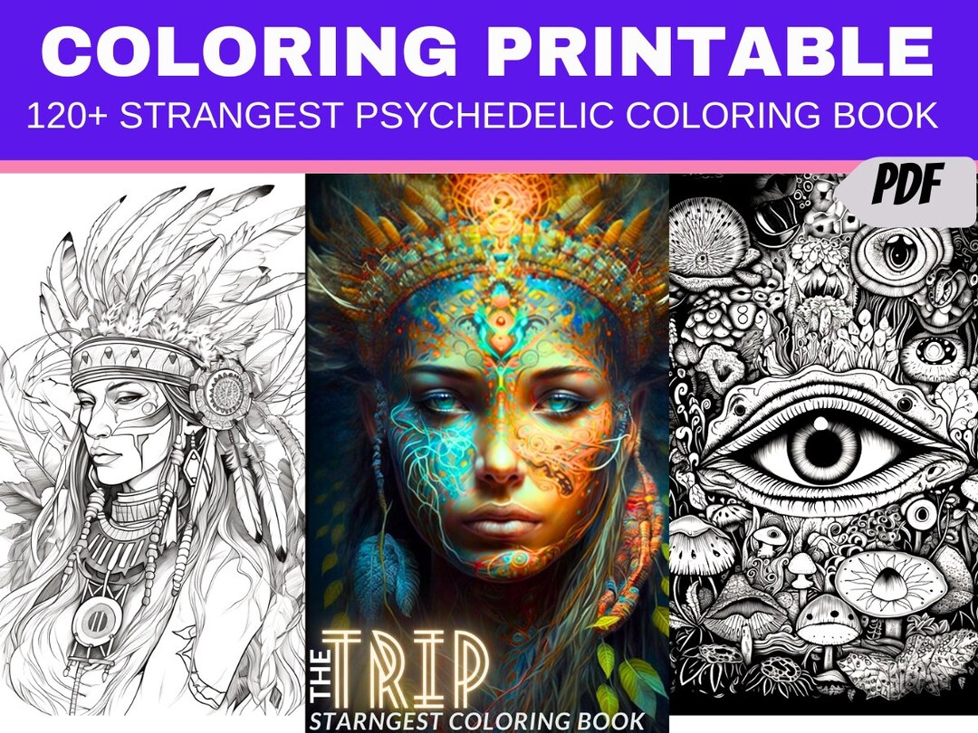 120+ Trippy Psychedelic Trip Coloring Book Digital Download Coloring
