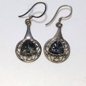 Vintage Pair of Silver Earrings with Gemstones