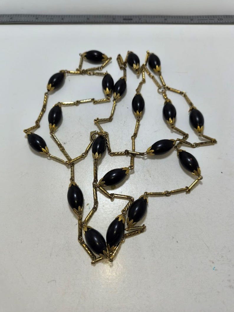 Vintage Tammey Jewels Black and Gold Necklace - Etsy
