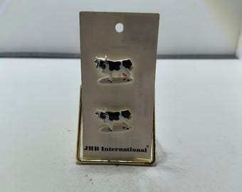 Vintage Paar Kuh Knöpfe aus Kunststoff auf Karte