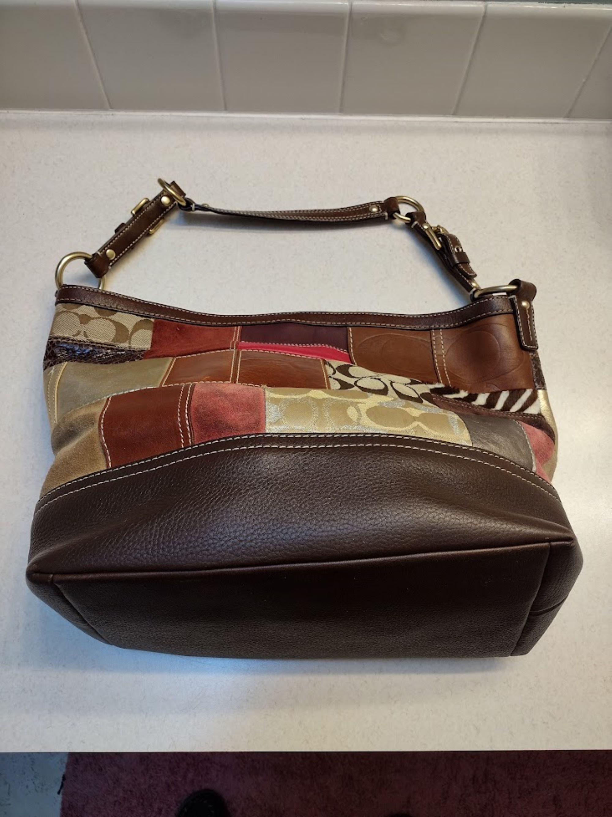 Vintage Authentic Coach Patchwork Handbag.