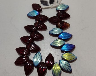 Vintage Assorted Glass Leaf Beads
