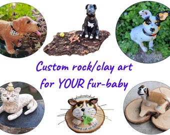 Custom, unforgettable gift for any pet lover. Memorialize your special fur-baby in hand crafted, full bodied art made from stone and clay.