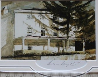 Hand-Signed Andrew Wyeth Bookplate, Matted. "Study for Tree Hours." Authenticity Guaranteed