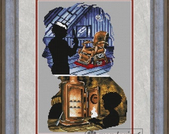 El patrón de punto de cruz digital Demon Barber DMC gráfico bordado descarga instantánea