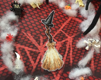 Mini bruja escoba patrón de punto de cruz digital DMC gráfico bordado descarga instantánea activa