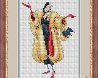 Patrón de punto de cruz digital Cruella DMC Gráfico de bordado Descarga instantánea
