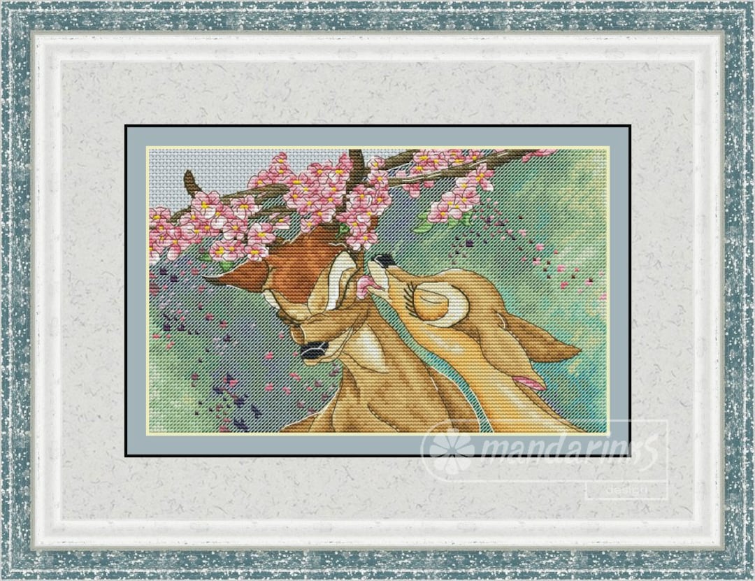 Deer in Love Digital Cross Stitch Pattern DMC Chart Embroidery Instant ...