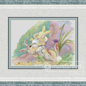 Rabbits in Love Digital Cross Stitch Pattern DMC Chart Embroidery ...