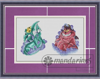 Dos amigos Dolor y Pánico Digital Cross Stitch Patrón DMC Gráfico Bordado Descarga Instantánea