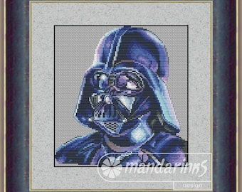 Patrón de punto de cruz digital de Darth Vader (gráfico DMC) Bordado Descarga instantánea
