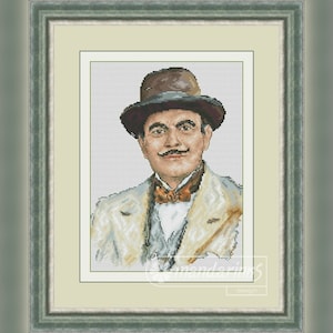 Hercule Poirot Digital Cross Stitch Pattern Chart Embroidery Instant Download