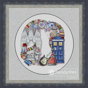 Doctor Who Wreath Digital Cross Stitch Pattern DMC Chart Embroidery Instant Download