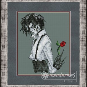 Edward Scissors Hands Digital Cross Stitch Pattern DMC Chart Embroidery Instant Download