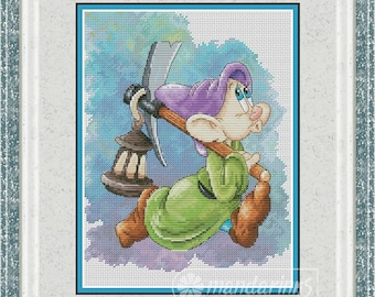 Patrón de punto de cruz digital de enano DMC Gráfico de bordado Descarga instantánea