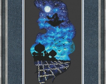 Silueta 9 Patrón de punto de cruz digital DMC Gráfico bordado Descarga instantánea