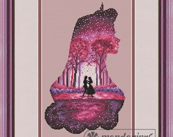 Silueta 3 Patrón de punto de cruz digital DMC Gráfico bordado Descarga instantánea