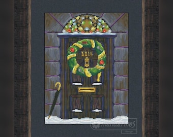 Baker Street 221B Sherlock's Door Digital Cross Stitch Pattern DMC Chart Embroidery Instant Download