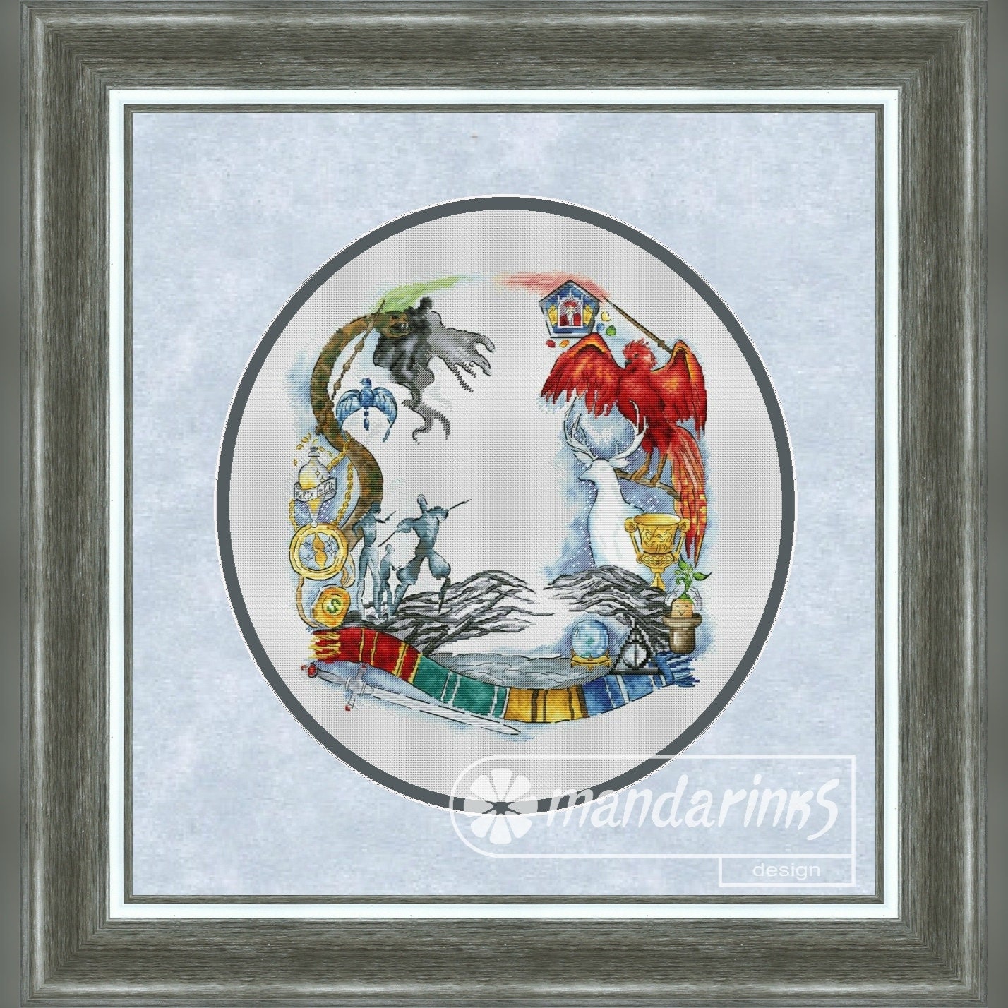 Magic Wreath Digital Cross Stitch Pattern DMC Chart Embroidery Instant Download