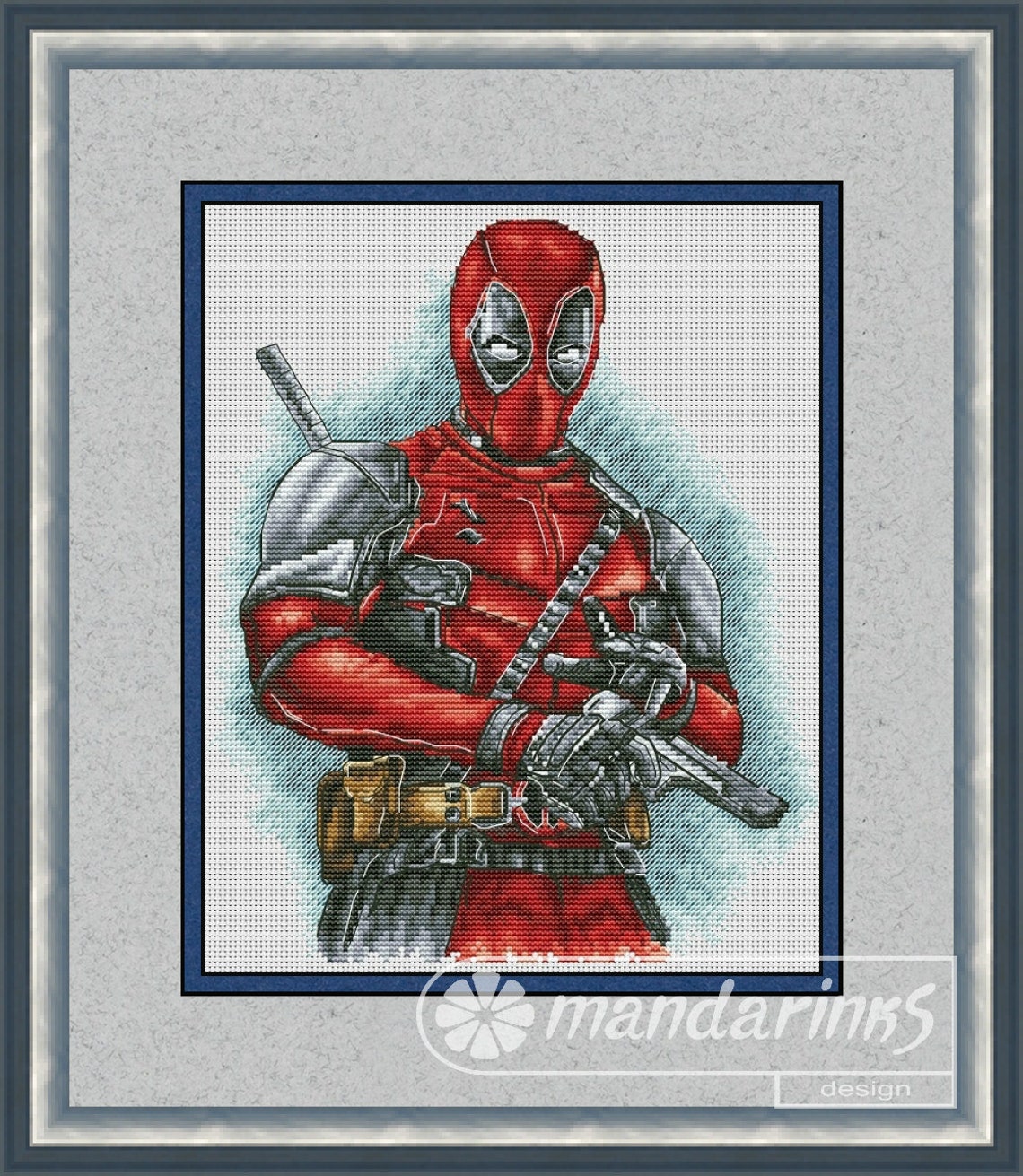 Deadpool Digital Cross Stitch Pattern DMC Chart Embroidery Instant ...