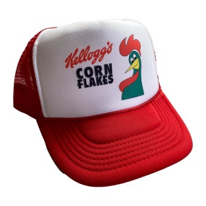 Cornflakes hoed Snapback verstelbare pet | Vintage rode cornflakes Kellogs Trucker hoed