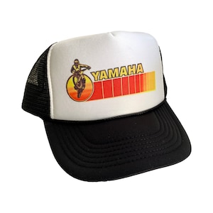 Yamaha Hat Snapback Adjustable Cap | Vintage Black Yamaha Motocross Trucker Hat