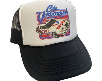 Cale Yarborough-keps med justerbar snapback | Vintage svart Valvoline Cale Yarborough NASCAR truckerkeps