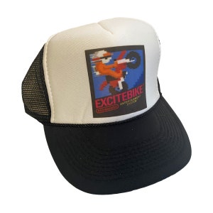 Excitebike Hat Snapback Adjustable Cap | Vintage Black Retro Video Game Excitebike Trucker Hat