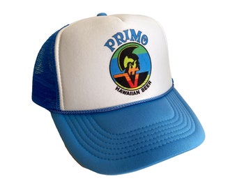 Primo Beer Hat Snapback Adjustable Cap | Vintage Blue Primo Hawaiian Beer Trucker Hat
