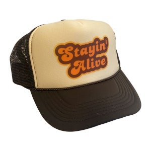 Stayin Alive Hat Bee Gees Snapback Verstellbare Kappe | Vintage Braun Beige Stayin &#39;Alive Tucker Hut