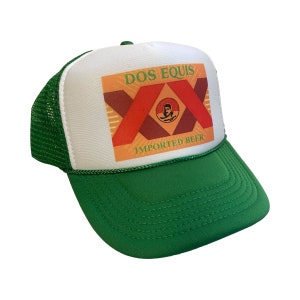 Chapéu de cerveja Dos Equis Boné ajustável snapback | Chapéu Trucker Dos Equis Verde Vintage