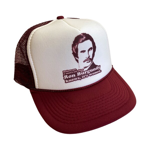 Ron Burgundy Hat Snapback Adjustable Cap | Vintage Maroon The Anchorman Ron Burgundy Tucker Hat