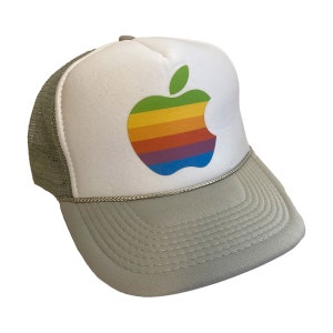 Retro Apple Hat Snapback Adjustable Cap | Vintage Gray Apple Trucker Hat