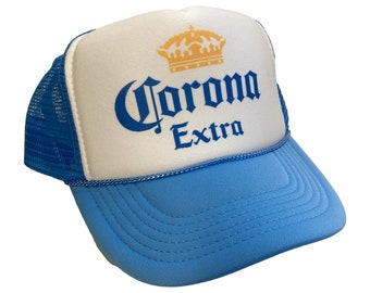 Corona Beer Hat Snapback Adjustable Cap | Vintage Blue Extra Corona Trucker Hat