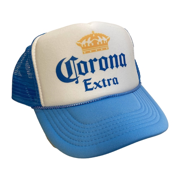 Corona Beer Hat Snapback Adjustable Cap | Vintage Blue Extra Corona Trucker Hat